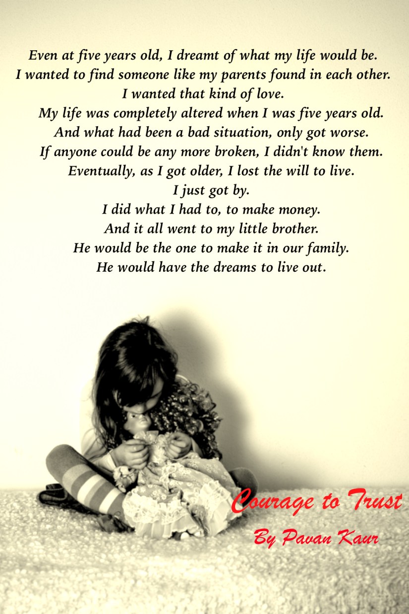 Terrified little girl in a family with violence